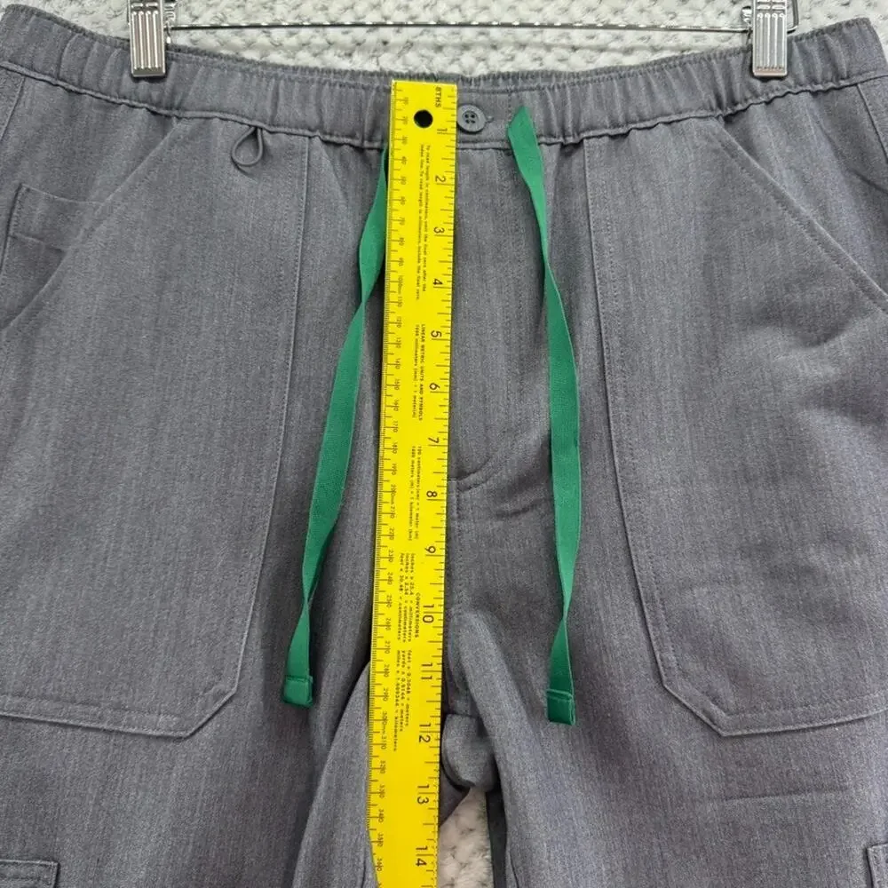 FIGS Pants Men L Gray Cairo Cargo Scrub Elastic Waist Technical Collection New